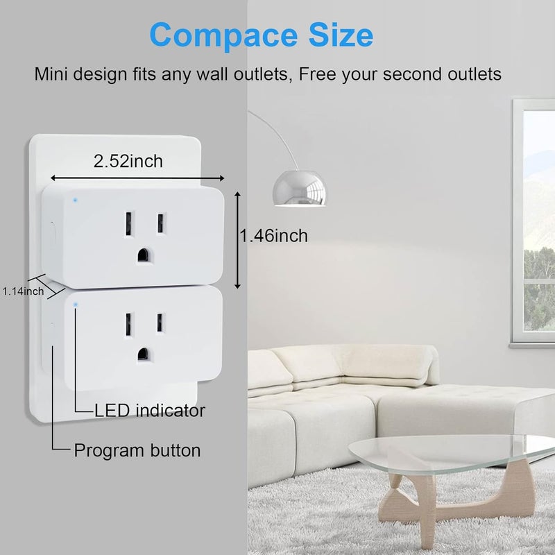 Eva's Light WiFi Smart Plugs 4 Pack, Smart Plugs That Work with Google Home for Voice Control Smart Outlet Plug with Timer APP Remote Control 1875W No Hub Required 2.4G Only, FCC and ETL Listed - Image 2